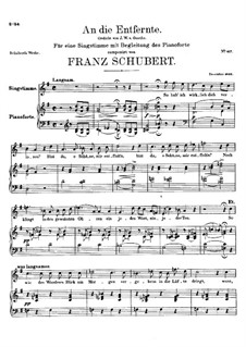 An die Entfernte, D.765: G-Dur by Franz Schubert
