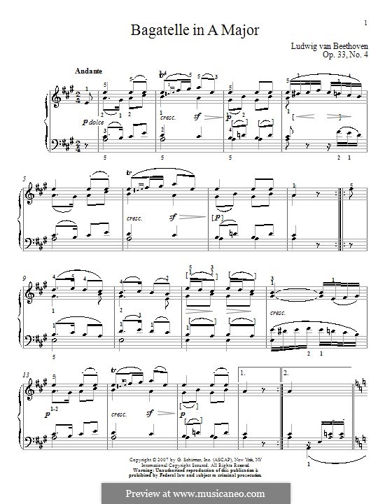 Bagatellen, Op.33: Bagatelle Nr.4 by Ludwig van Beethoven