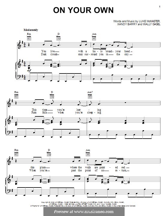On Your Own (Nick Lachey): Für Stimme und Klavier (oder Gitarre) by Alexander Barry, Luke McMaster, Wally Gagel