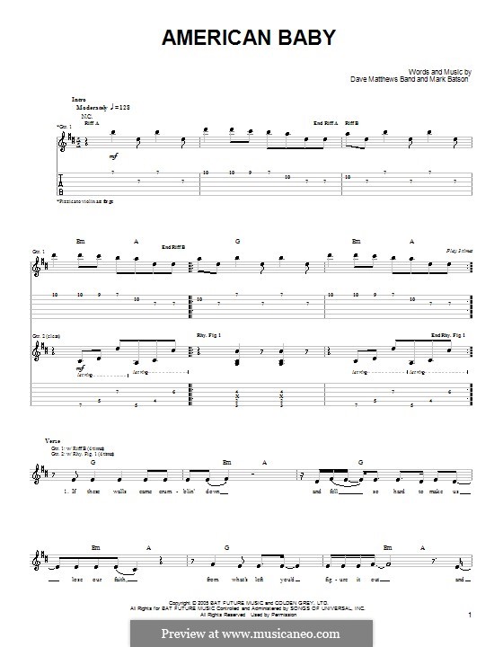 American Baby (Dave Matthews Band): Für Gitarre mit Tabulatur by Mark Batson