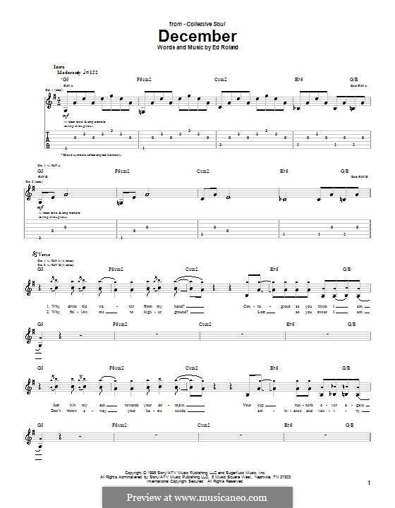 December (Collective Soul): Für Gitarre mit Tabulatur by Ed Roland
