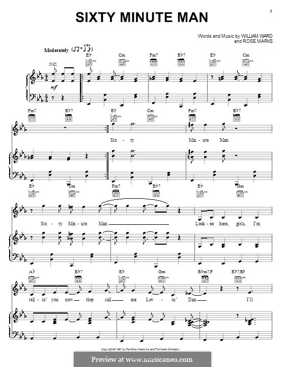 Sixty Minute Man (The Dominoes): Für Stimme und Klavier (oder Gitarre) by Rose Marks, Bill Ward