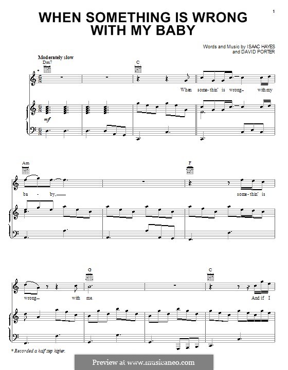 When Something Is Wrong with My Baby (Sam & Dave): Für Stimme und Klavier (oder Gitarre) by David Porter