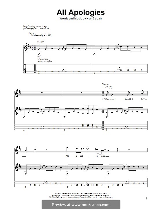 All Apologies (Nirvana): Für Gitarre mit Tabulatur by Kurt Cobain