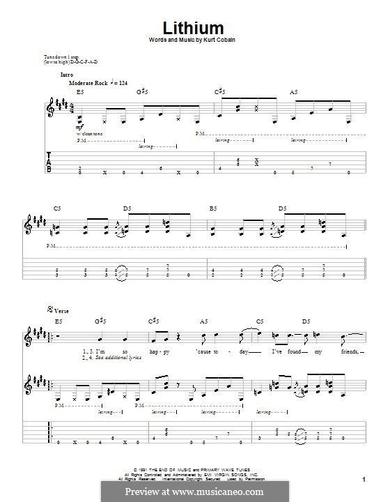 Lithium (Nirvana): Für Gitarre mit Tabulatur by Kurt Cobain