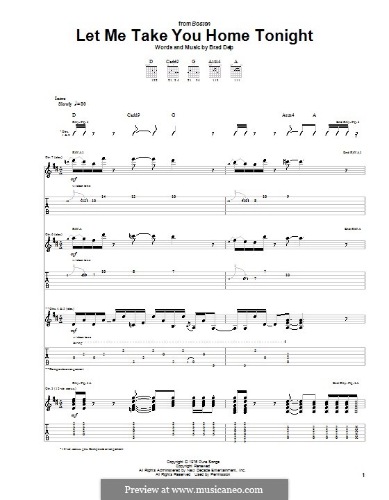 Let Me Take You Home Tonight (Boston): Für Gitarre mit Tabulatur by Brad Delp