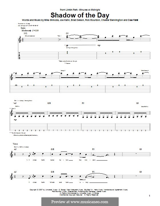Shadow of the Day (Linkin Park) von B. Delson, C. Bennington, D. Farrell, J. Hahn, M. Shinoda, R