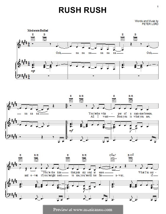 Rush Rush: Für Stimme und Klavier (oder Gitarre) by Peter Lord