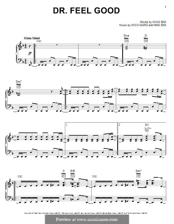 Dr. Feel Good (Motley Crue): Für Stimme und Klavier (oder Gitarre) by Mick Mars, Nikki Sixx