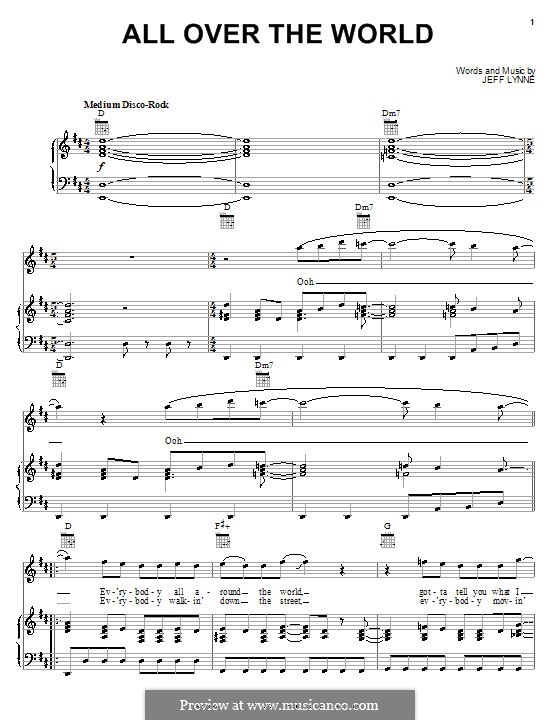 All Over the World (Electric Light Orchestra): Für Stimme und Klavier (oder Gitarre) by Jeff Lynne