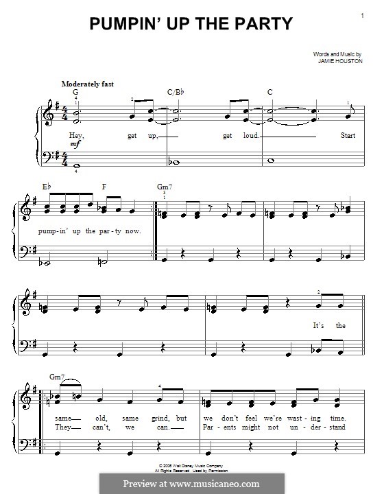 Pumpin' Up the Party (Hannah Montana): Für Klavier, leicht by Jamie Houston