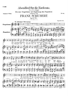 Abendlied für die Entfernte, D.856 Op.88 No.1: Für Stimme und Klavier by Franz Schubert