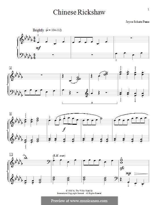 Chinese Rickshaw: Für Klavier by Joyce Schatz Pease