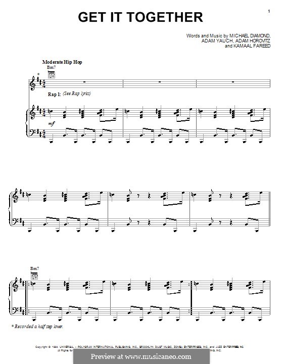 Get It Together (Beastie Boys): Für Stimme und Klavier (oder Gitarre) by Adam Horovitz, Adam Yauch, Q-Tip, Michael Diamond