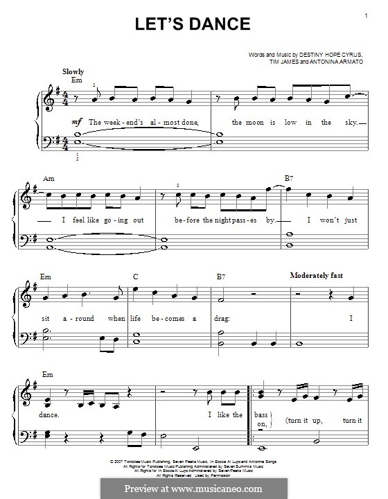 Let's Dance (Hannah Montana): Für Klavier, leicht by Antonina Armato, Destiny Hope Cyrus, Timothy James