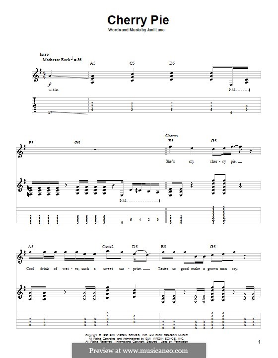 Cherry Pie (Warrant): Für Gitarre mit Tabulatur by Jani Lane