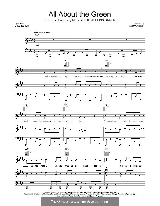 All About the Green: Für Stimme und Klavier (oder Gitarre) by Chad Beguelin