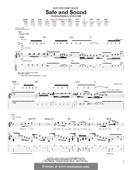 Safe and Sound: Für Gitarre mit Tabulatur by Chris Cornell