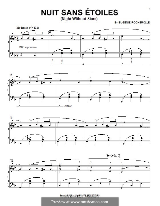 Nuit sans étoiles: Für Klavier by Eugénie Rocherolle
