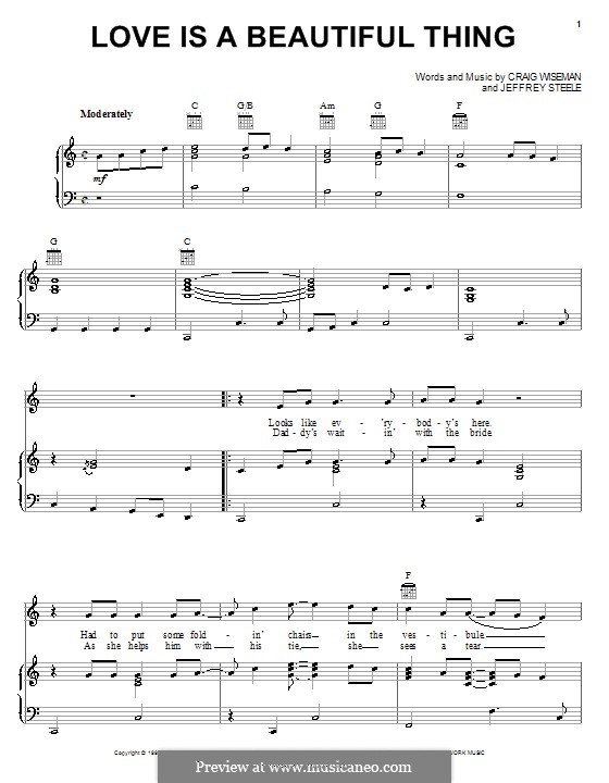 Love Is a Beautiful Thing (Phil Vassar): Für Stimme und Klavier (oder Gitarre) by Craig Wiseman, Jeffrey Steele