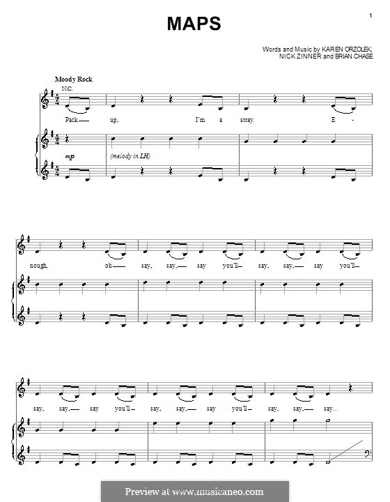 Maps (Yeah Yeah Yeahs) von B. Chase, Karen O, N. Zinner auf MusicaNeo