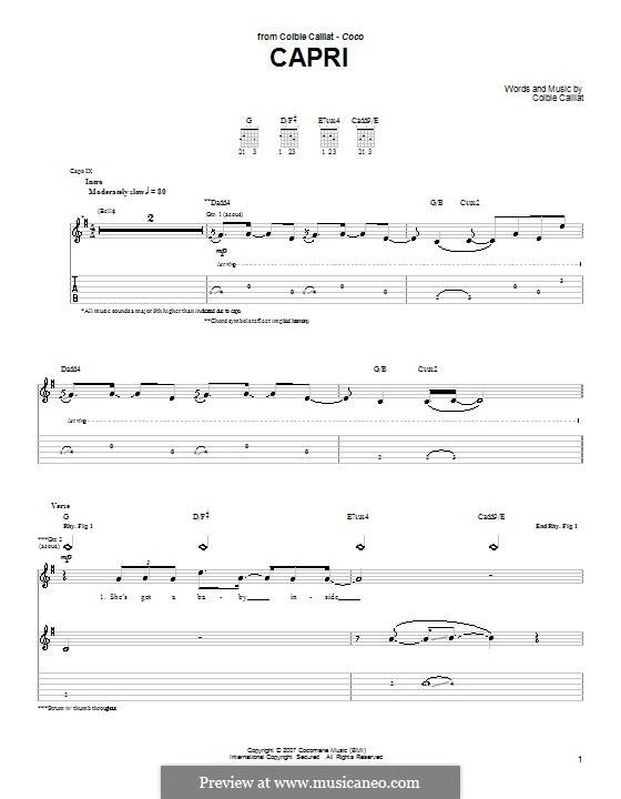 Capri: Für Gitarre mit Tabulatur by Colbie Caillat