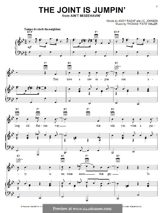 The Joint Is Jumpin': Für Stimme und Klavier (oder Gitarre) by Fats Waller