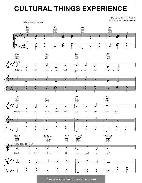 Cultural Things Experience (Alf Clausen): Für Stimme und Klavier (oder Gitarre) by Michael Price