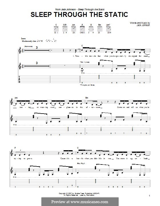 Sleep Through the Static: Für Gitarre mit Tabulatur by Jack Johnson