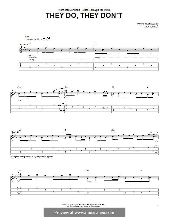 They Do, They Don't: Für Gitarre mit Tabulatur by Jack Johnson