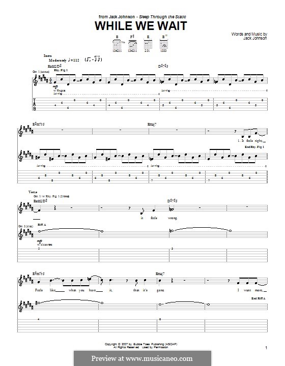 While We Wait: Für Gitarre mit Tabulatur by Jack Johnson