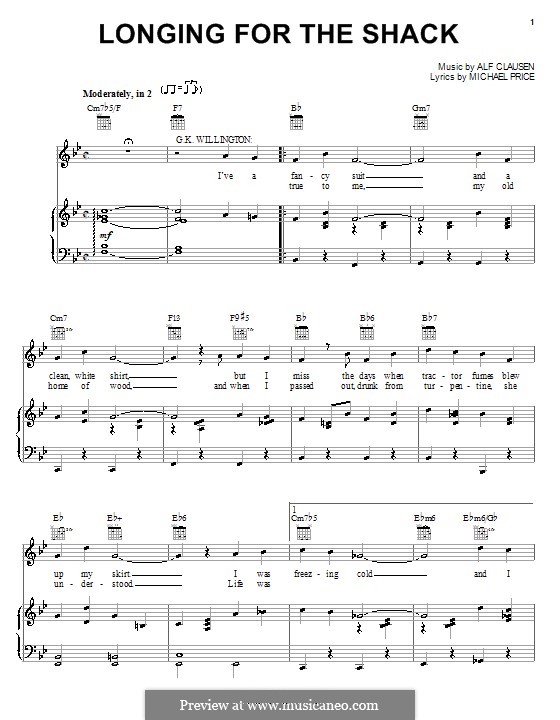 Longing for the Shack (The Simpsons): Für Stimme und Klavier (oder Gitarre) by Alf Clausen, Michael Price