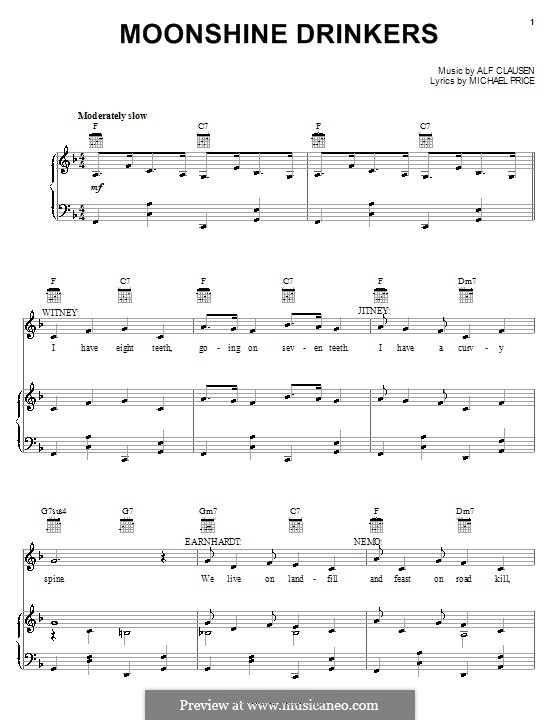 Moonshine Drinkers (The Simpsons): Für Stimme und Klavier (oder Gitarre) by Alf Clausen, Michael Price