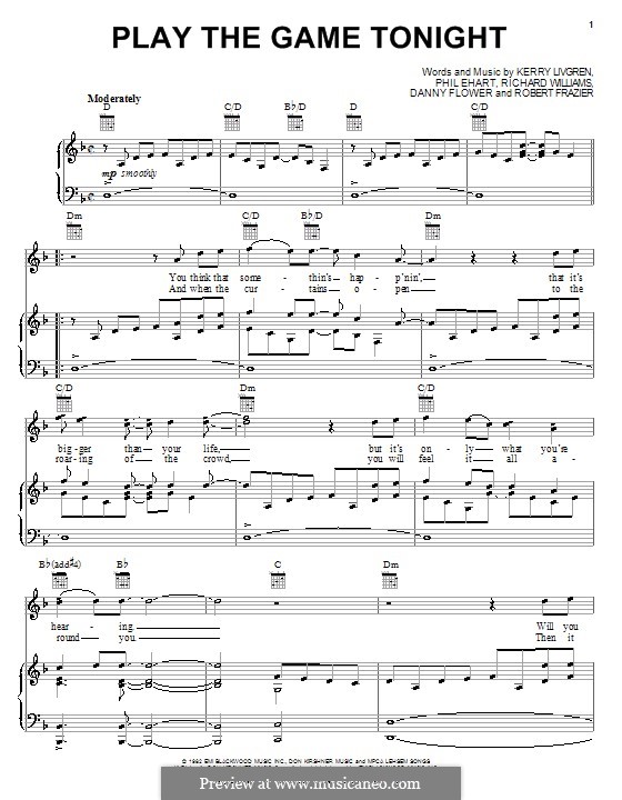Play the Game Tonight (Kansas): Für Stimme und Klavier (oder Gitarre) by Danny Flower, Kerry Livgren, Phil Ehart, Richard Williams, Robert Frazier