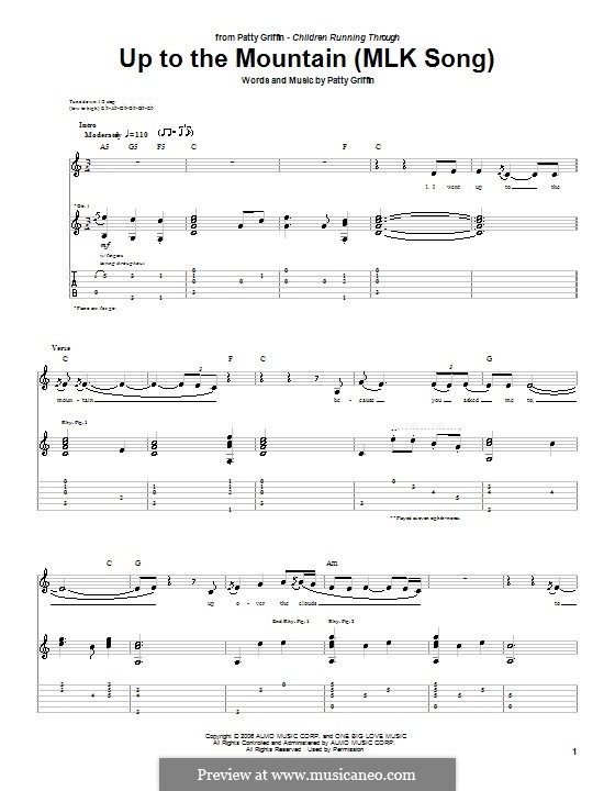 Up to the Mountain (MLK Song): Für Gitarre mit Tabulatur by Patty Griffin