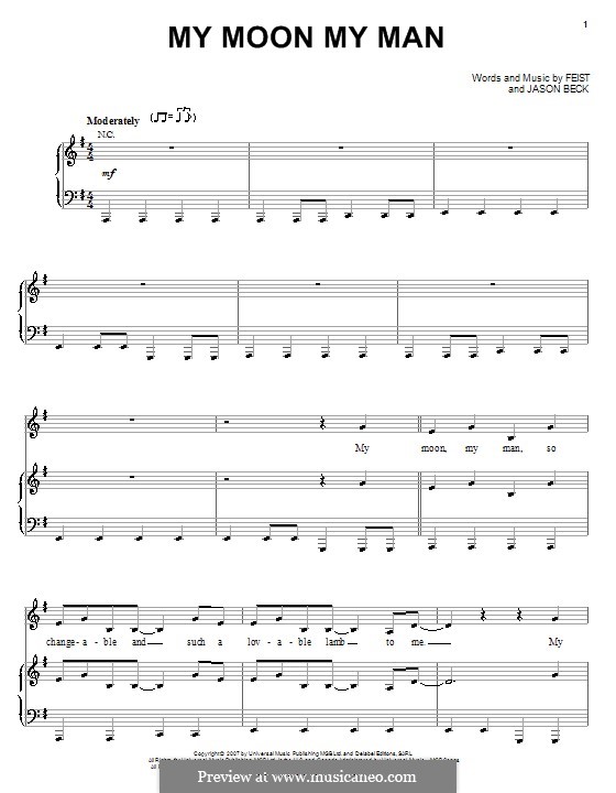 My Moon My Man (Feist): Für Stimme und Klavier (oder Gitarre) by Jason Beck, Leslie Feist