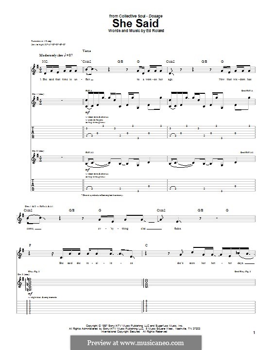 She Said (Collective Soul): Für Gitarre mit Tabulatur by Ed Roland