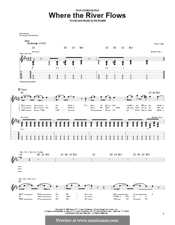 Where the River Flows (Collective Soul): Für Gitarre mit Tabulatur by Ed Roland