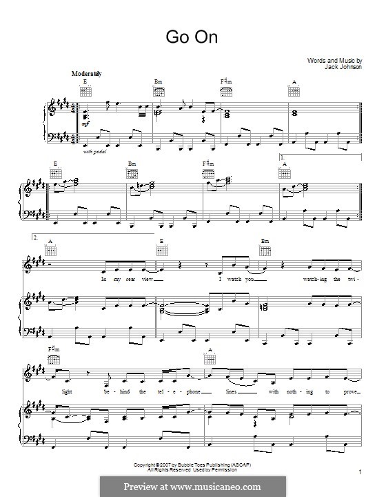 Go On: Für Stimme und Klavier (oder Gitarre) by Jack Johnson