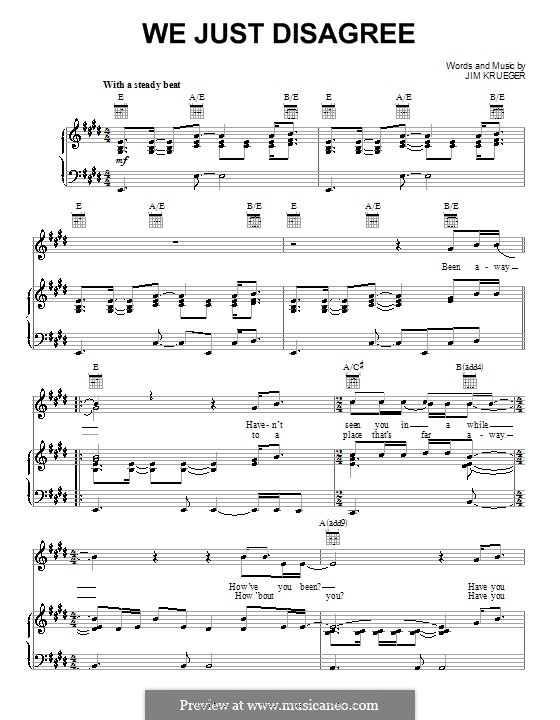 We Just Disagree (Dave Mason): Für Stimme und Klavier (oder Gitarre) by Jim Krueger