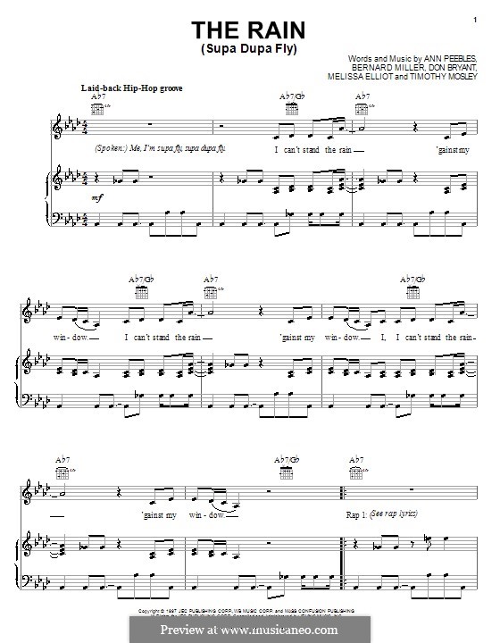 The Rain (Supa Dupa Fly): Für Stimme mit Klavier oder Gitarre (Missy Elliott) by Ann Peebles, Bernard Miller, Don Bryant, Melissa Elliott, Timbaland