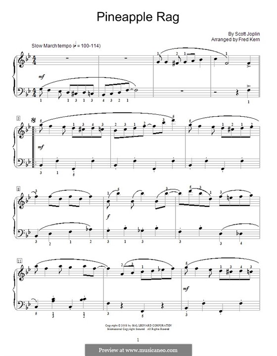 Pineapple Rag: Für Klavier (Noten von hohem Qualität) by Scott Joplin