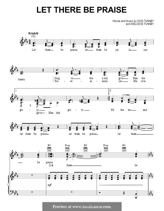 Let There Be Praise (Sandi Patty): Für Stimme und Klavier (oder Gitarre) by Dick Tunney, Melodie Tunney