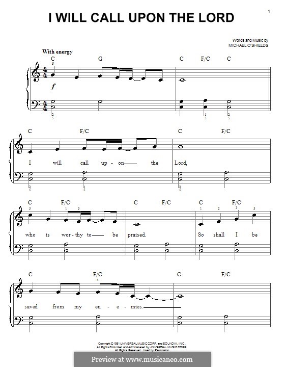 I Will Call Upon The Lord Von M O Shields Noten Auf Musicaneo Music by misha bogdanov, words by misha bogdanov, sasha fishman and lori kate lowenhar. musicaneo