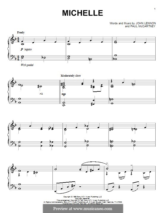 Michelle (The Beatles), for One Instrument: Für Klavier (Noten von hohem Qualität) by John Lennon, Paul McCartney
