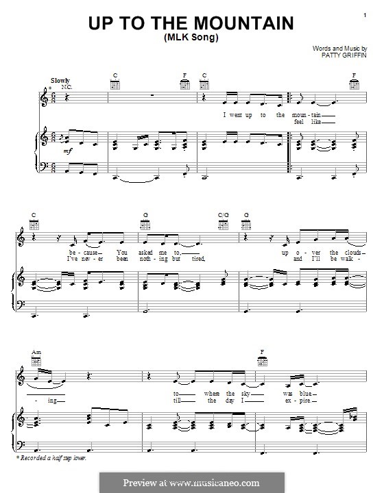 Up to the Mountain (MLK Song): Für Stimme und Klavier (oder Gitarre) by Patty Griffin