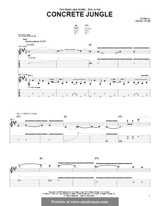 Concrete Jungle (Black Label Society) von Z.P. Wylde Noten auf MusicaNeo