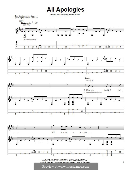 All Apologies (Nirvana): Für Gitarre mit Tabulatur by Kurt Cobain