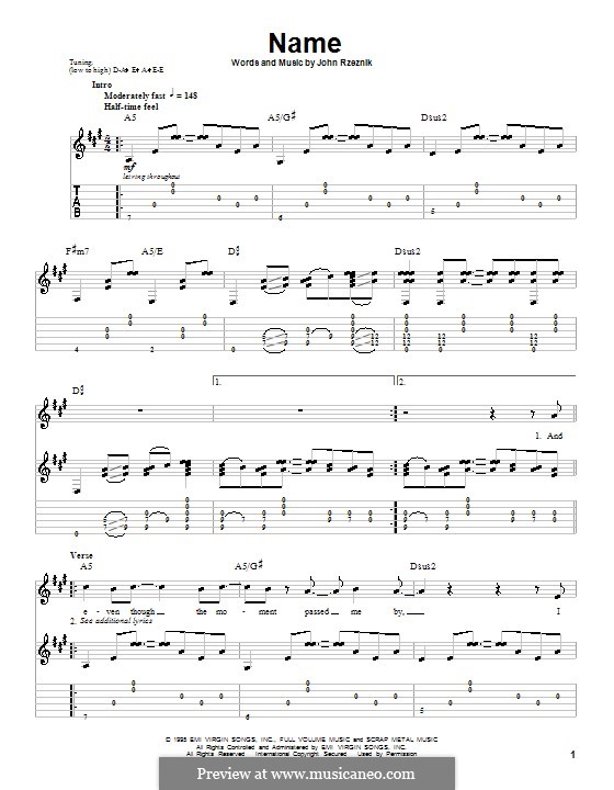 Name (Goo Goo Dolls): Für Gitarre mit Tab by John Rzeznik