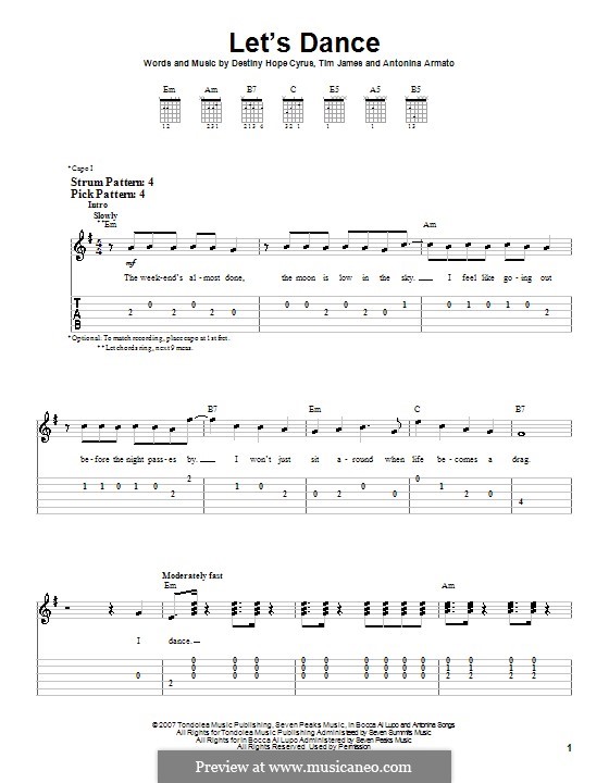 Let's Dance (Hannah Montana): Für Gitarre (Sehr leichte Fassung) by Antonina Armato, Destiny Hope Cyrus, Timothy James